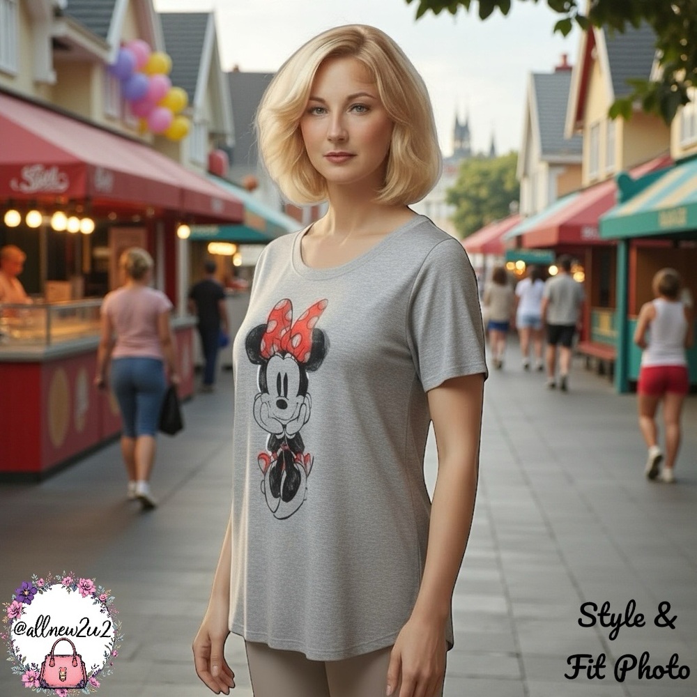 Minnie Mouse T Shirt Size XL New Heather Gray Red Amusement Park Vacation